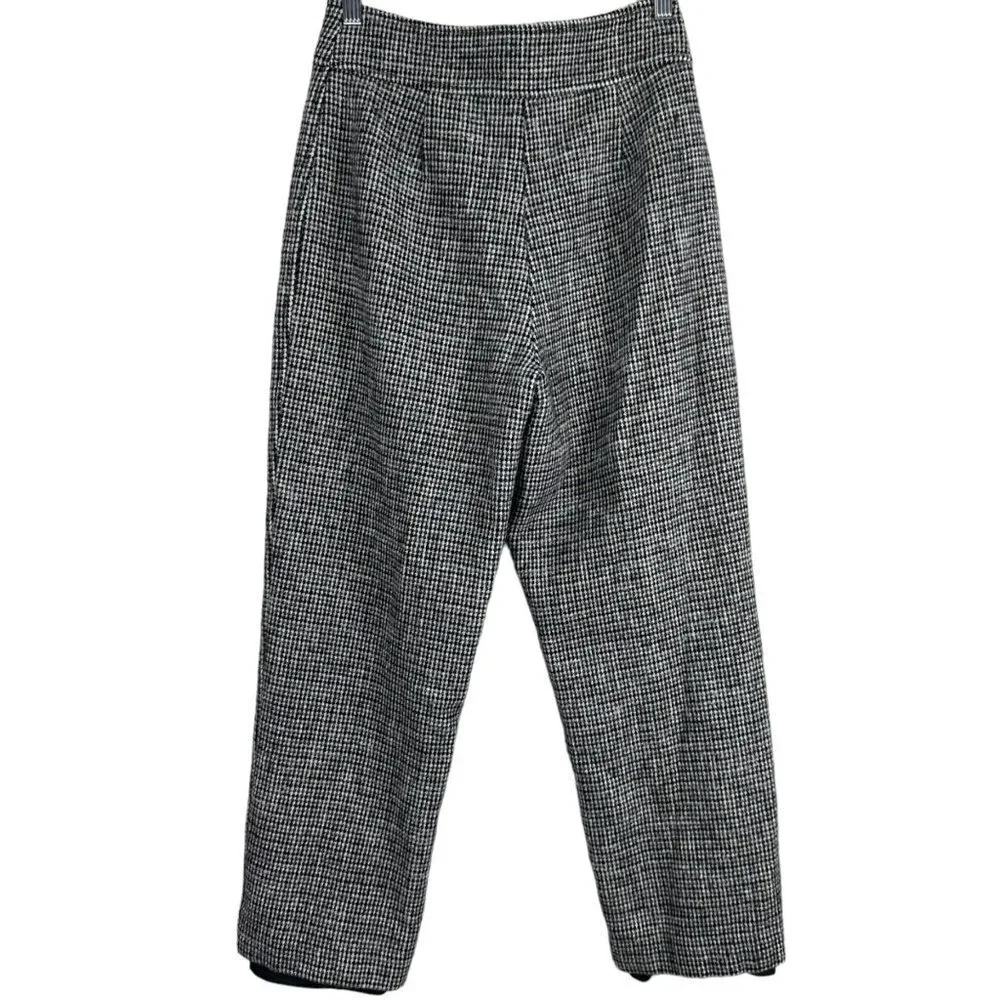 Kate Spade Brown Blue Black‎ Beige Houndstooth Tweed Pants Size 4